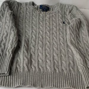 Ralph Lauren polo boys gray sweater fits 8 year old, tag sz10 - 12 runs small
